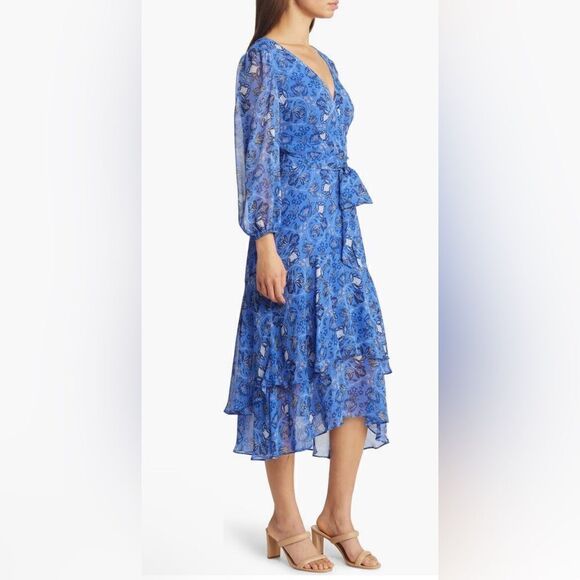 Eliza J Floral Long Sleeve Chiffon Midi Dress - Picture 4 of 7
